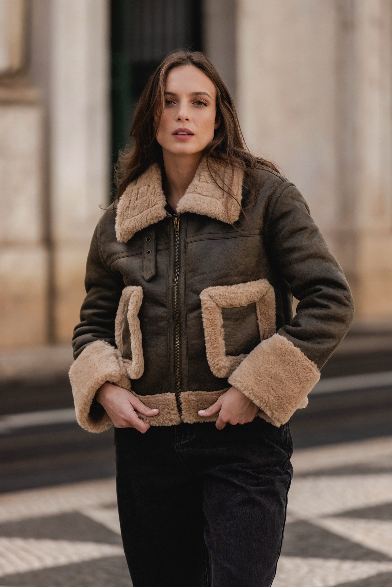 FUR DARK GREEN JACKET