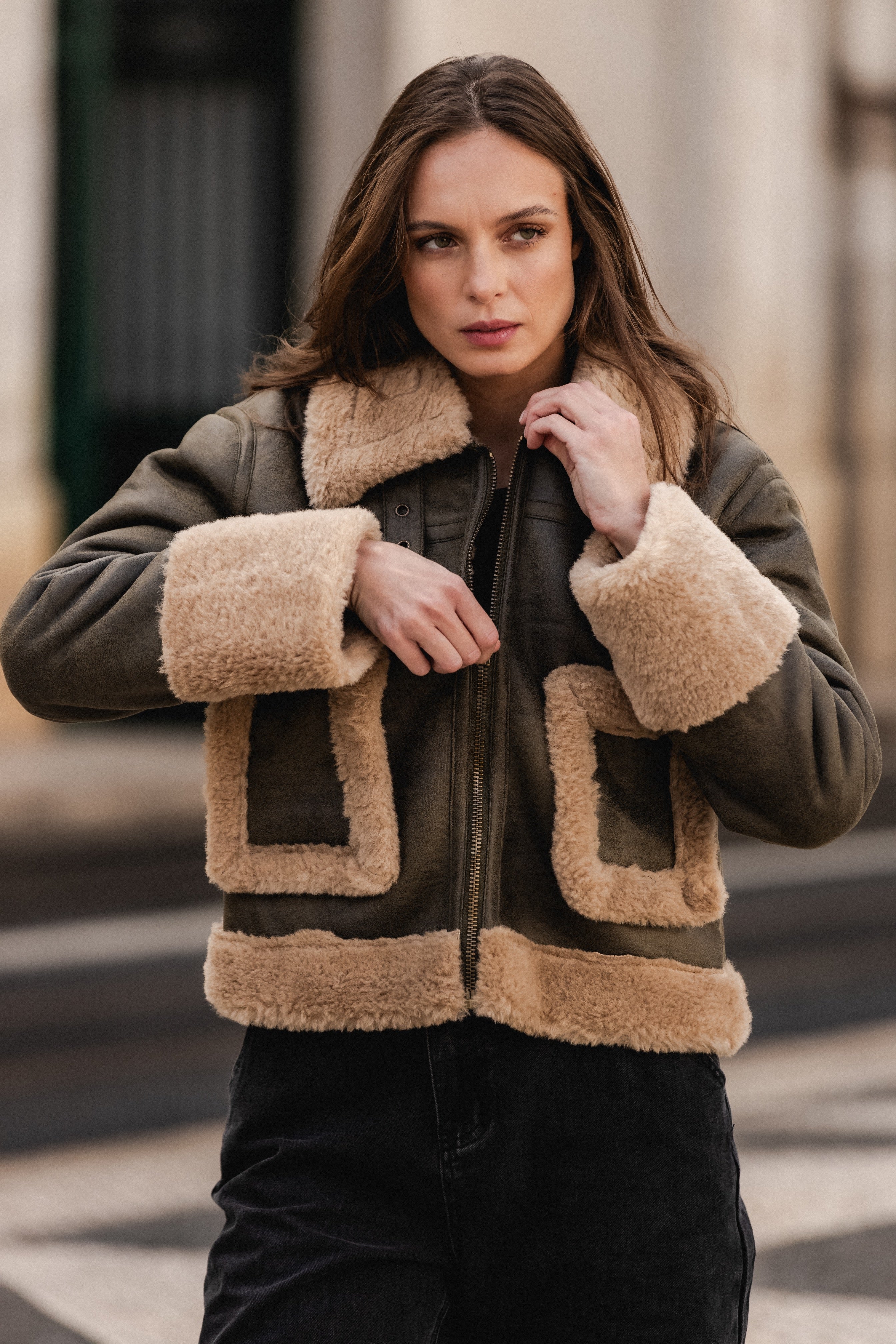 FUR DARK GREEN JACKET