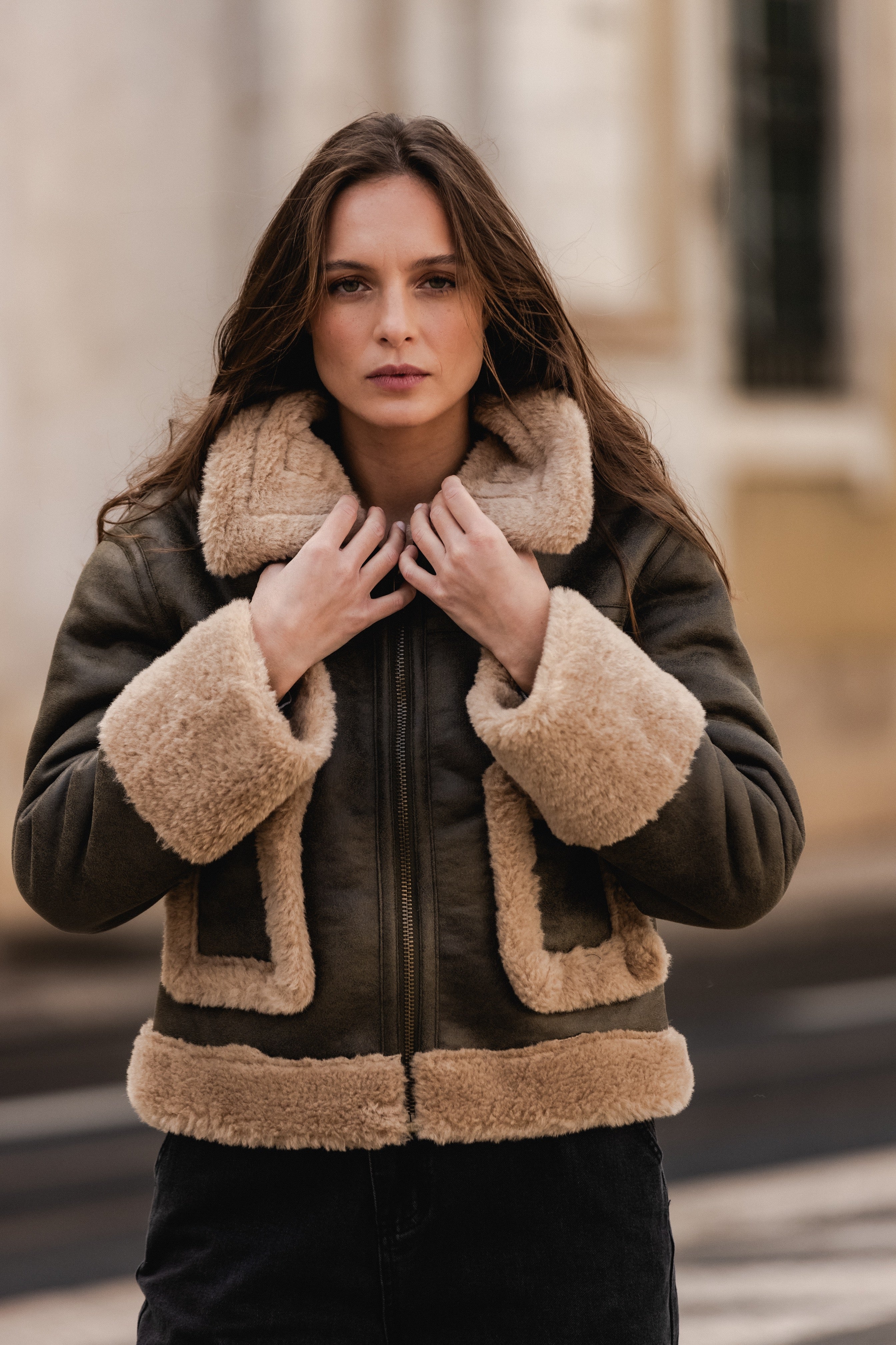 FUR DARK GREEN JACKET