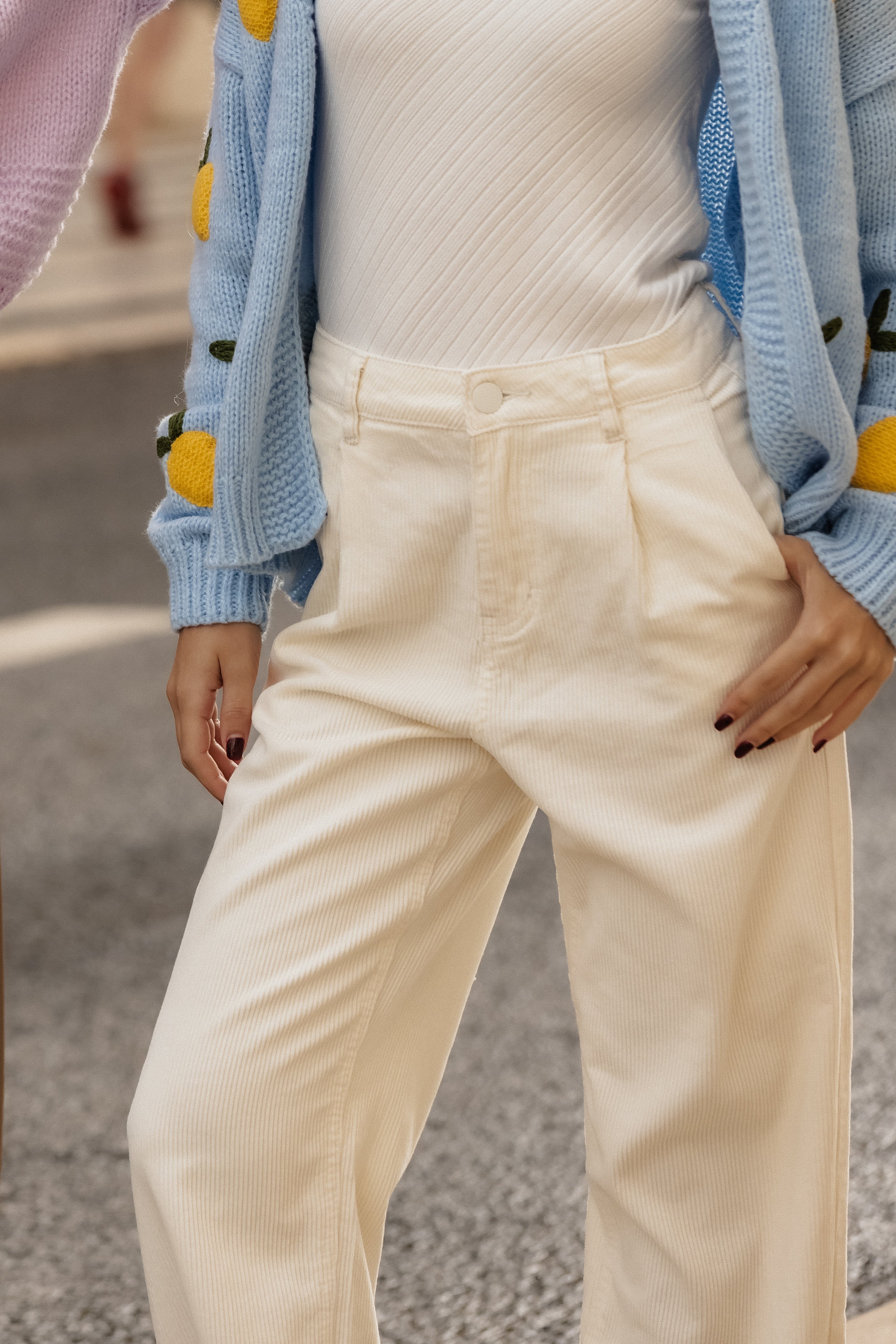 WHITE CORDUROY PANTS