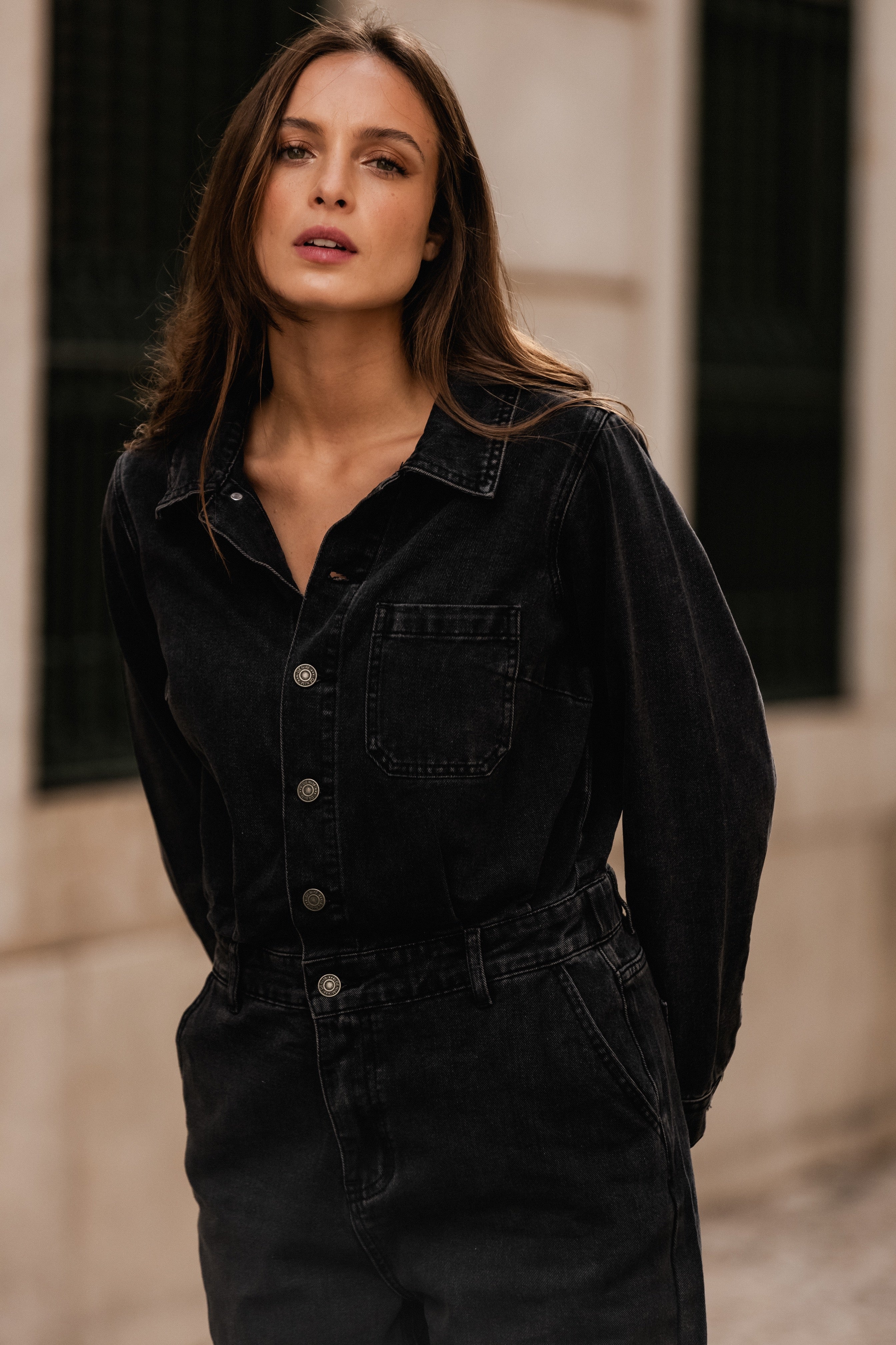 BLACK DENIM JUMPSUIT