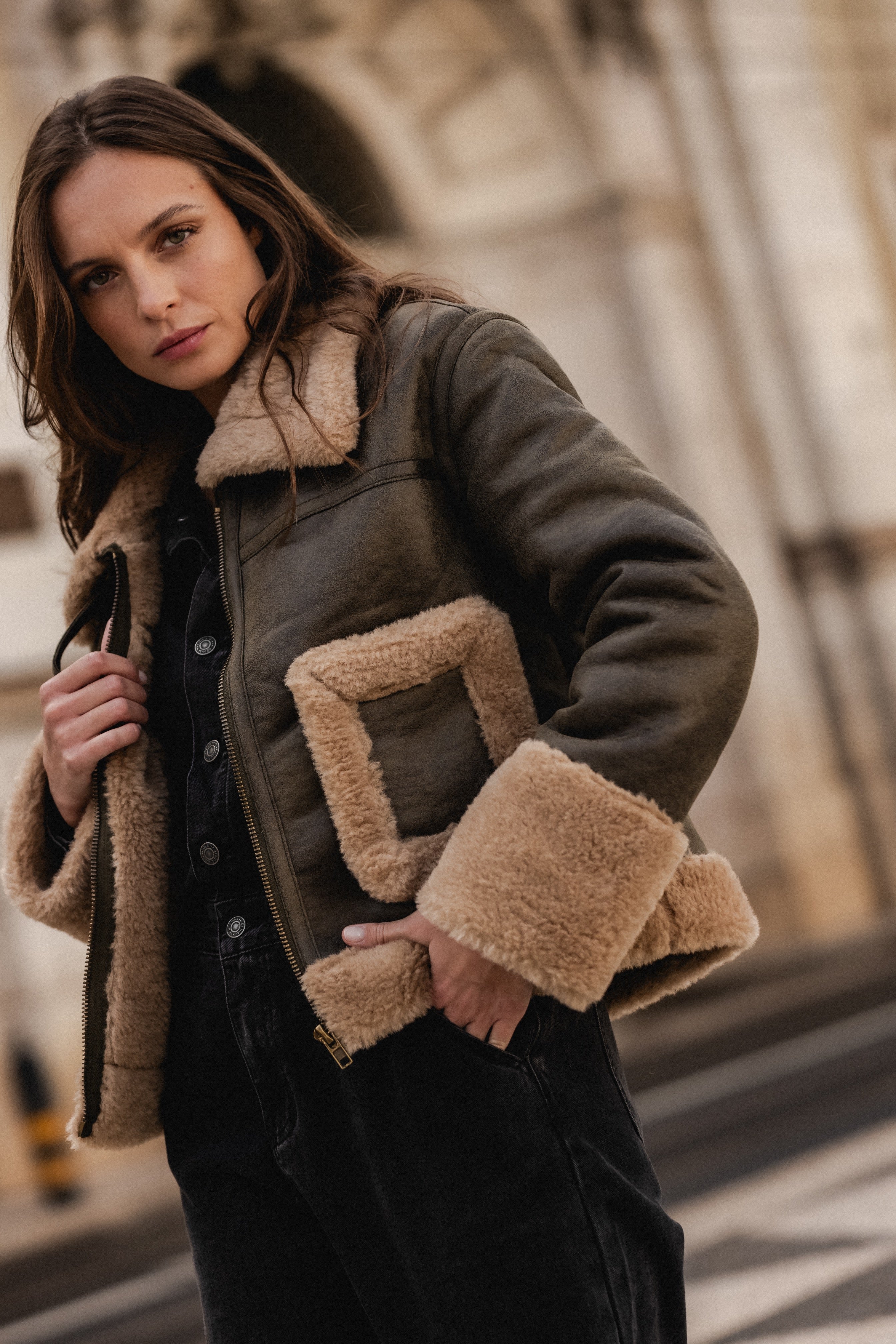 FUR DARK GREEN JACKET