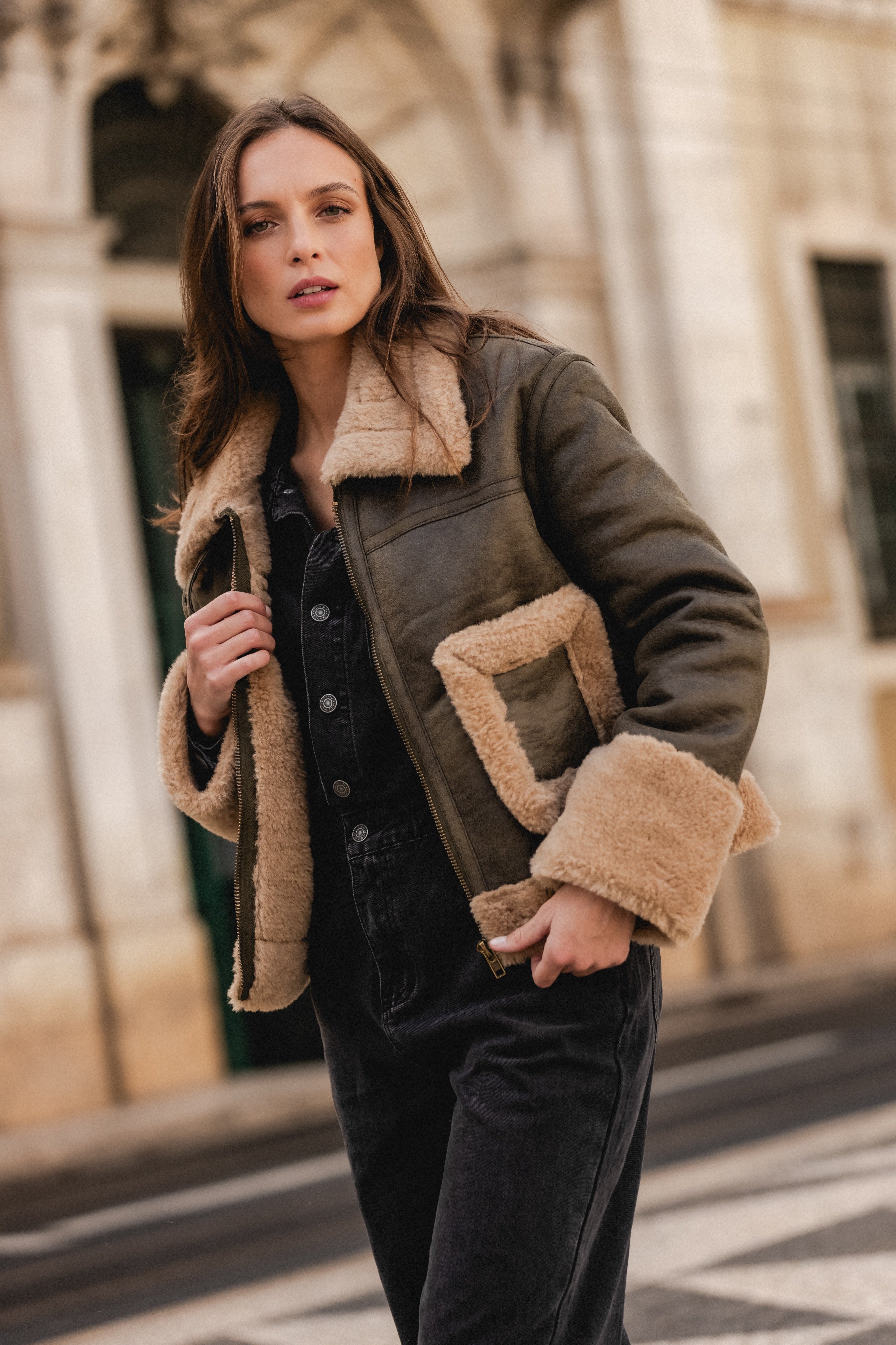 FUR DARK GREEN JACKET