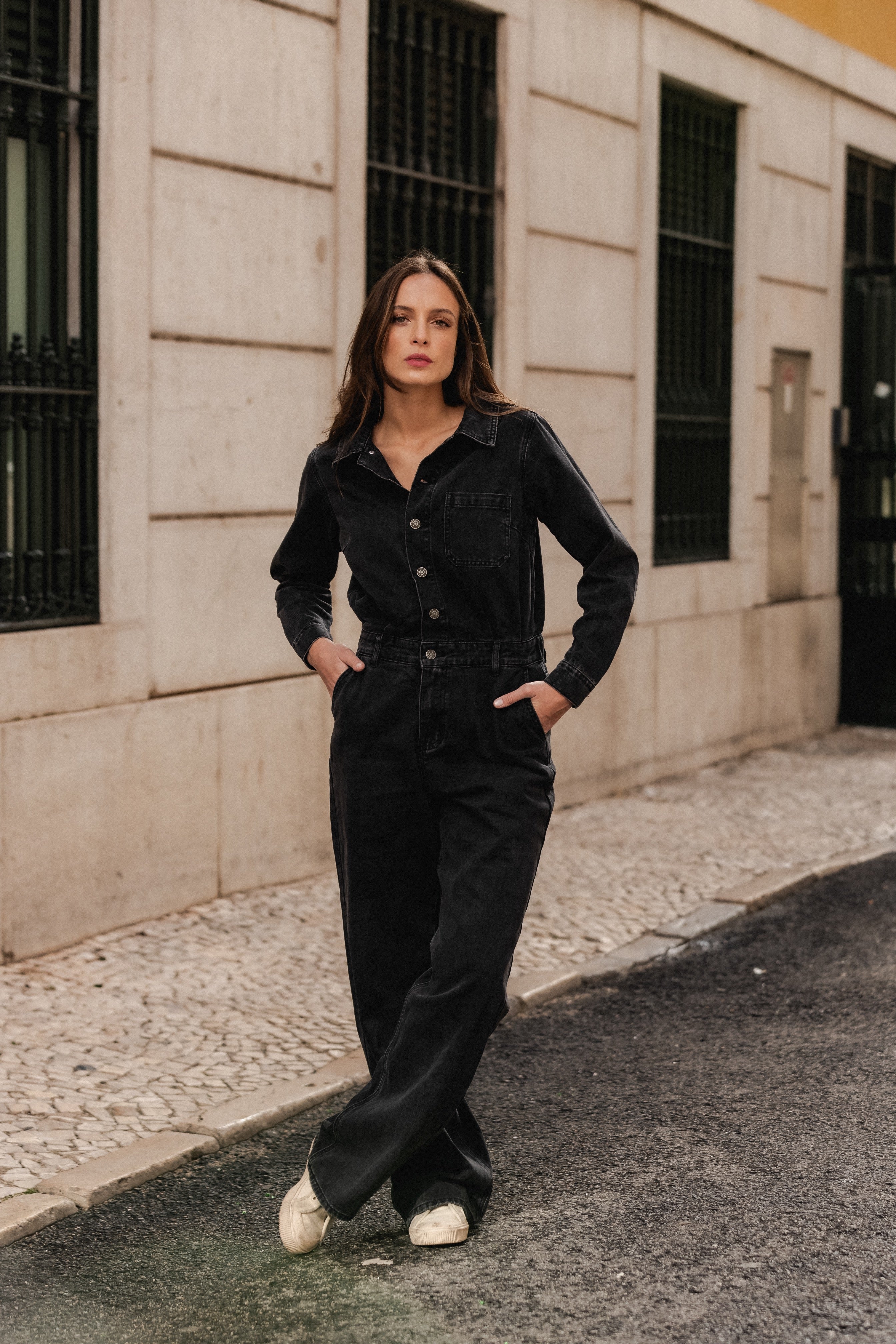 BLACK DENIM JUMPSUIT