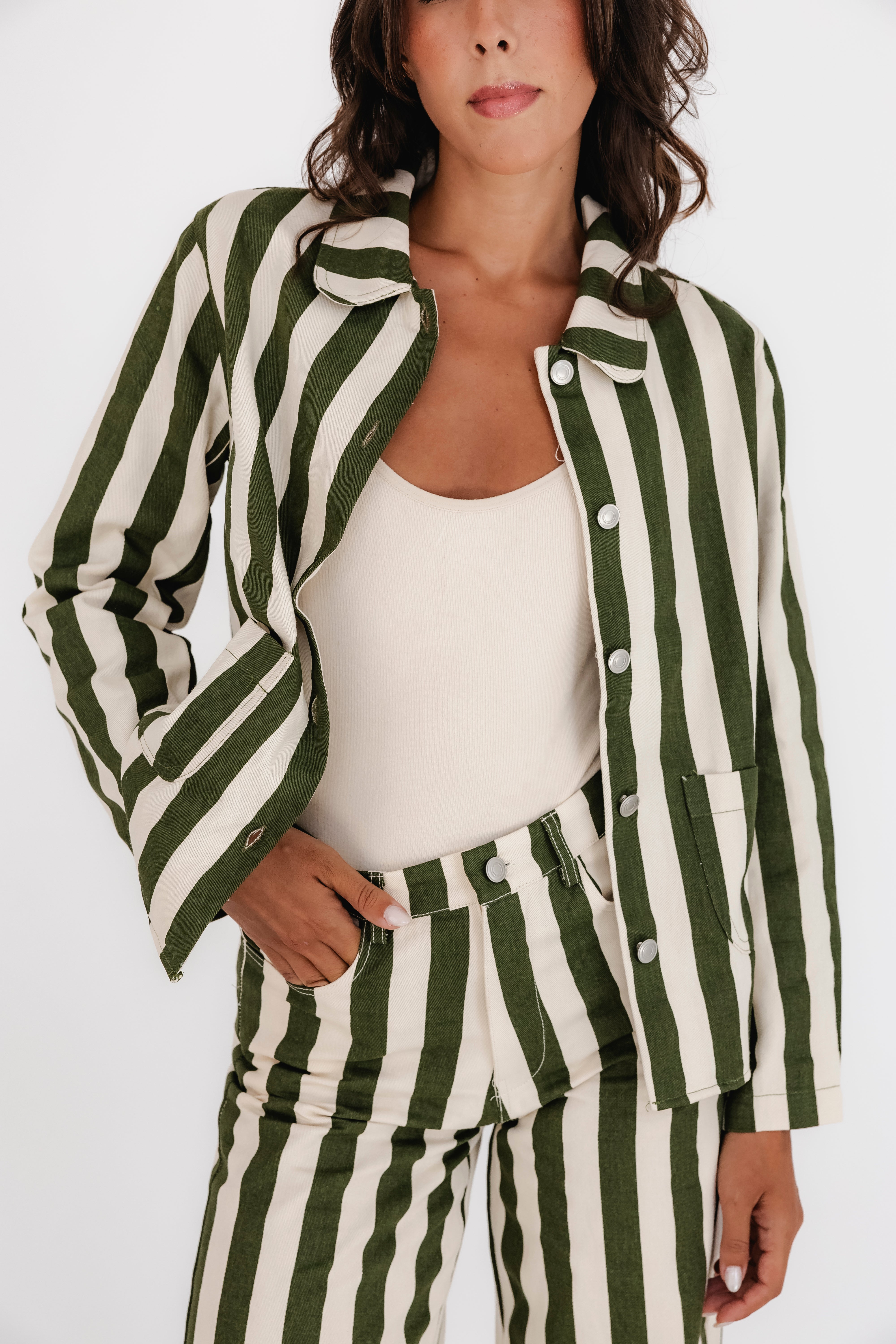 GREEN STRIPES DENIM JACKET