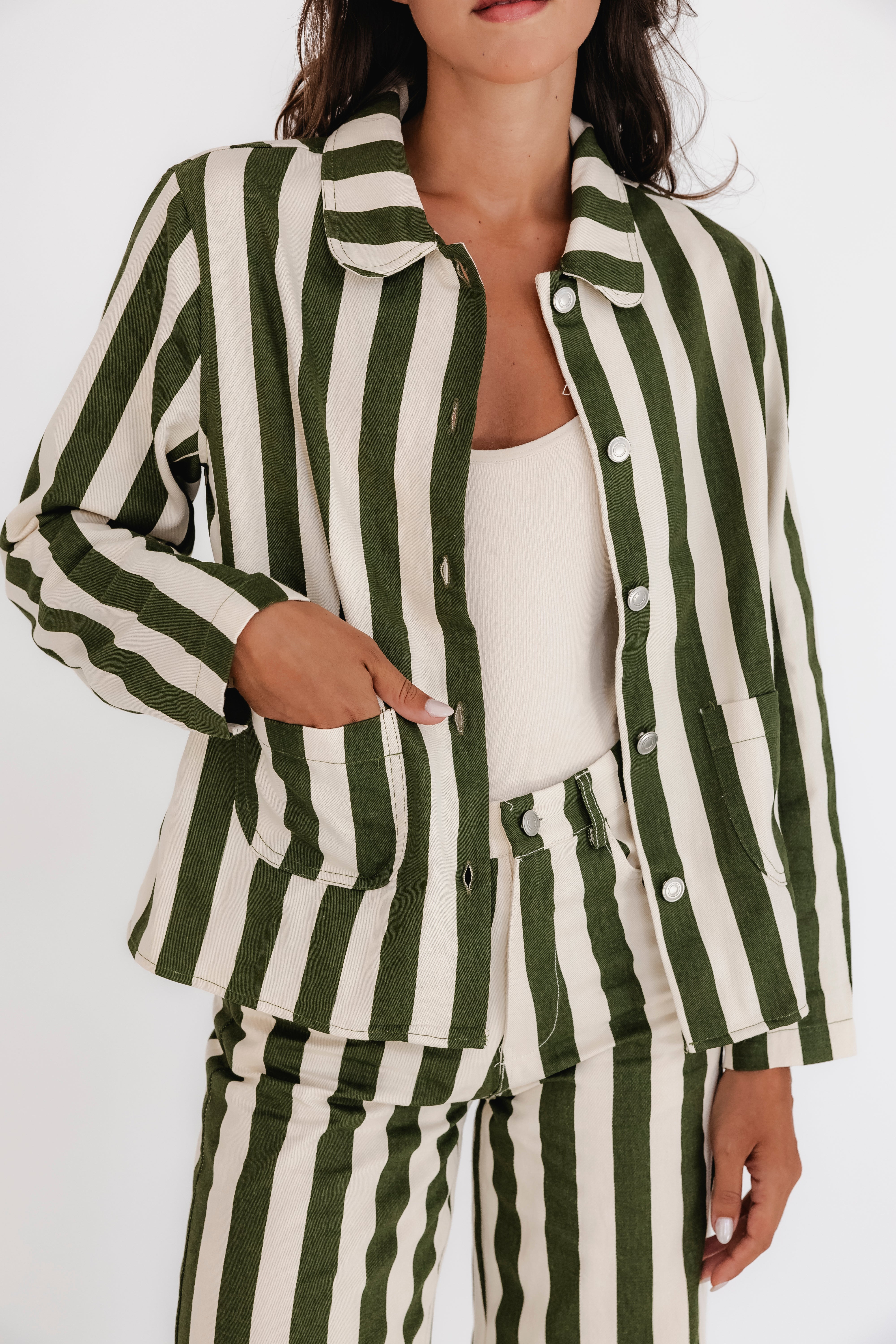 GREEN STRIPES DENIM JACKET