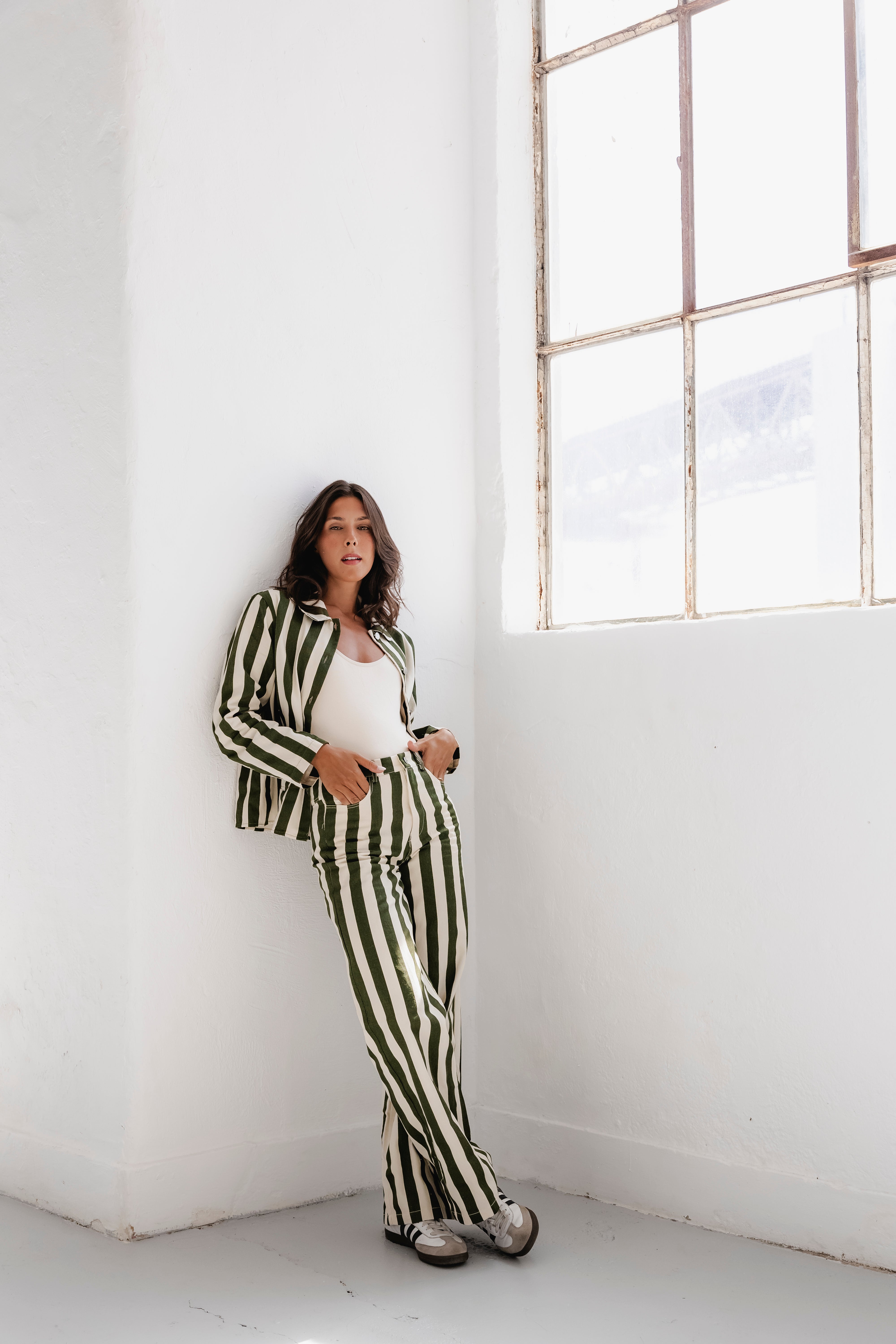 GREEN STRIPES DENIM JACKET