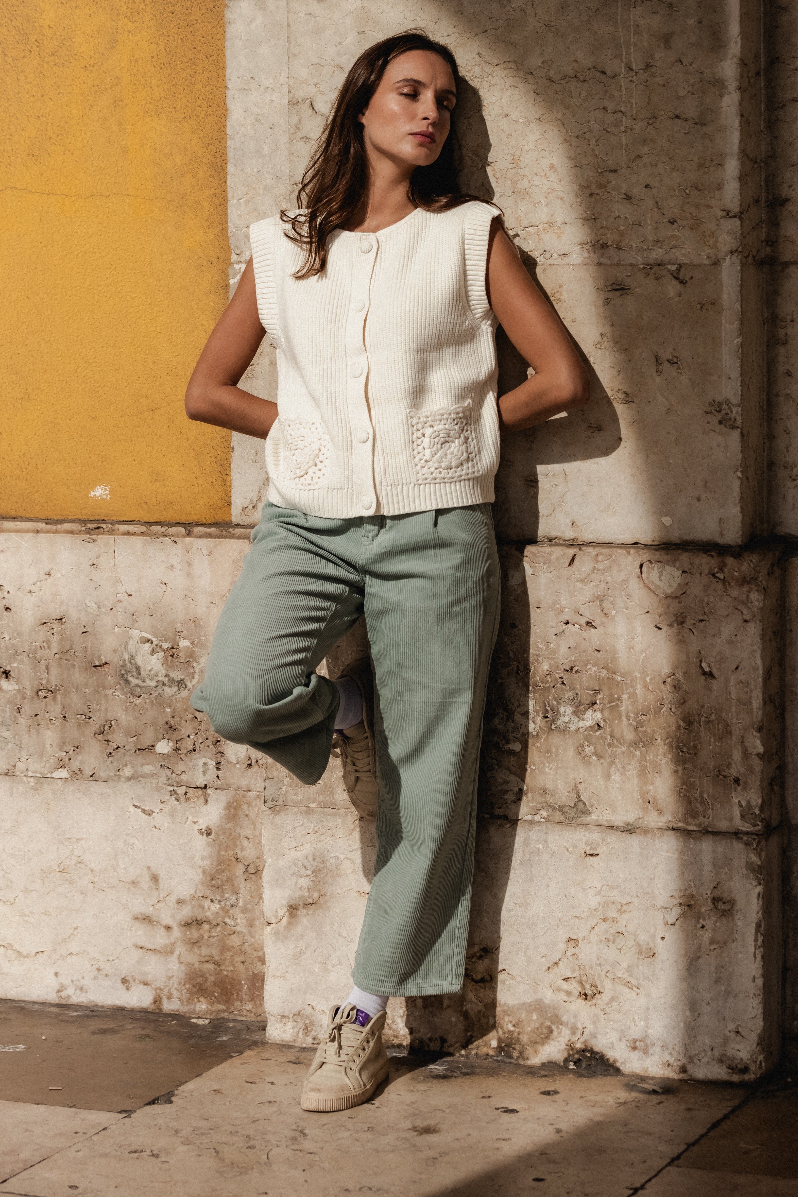 GREEN CORDUROY TROUSERS