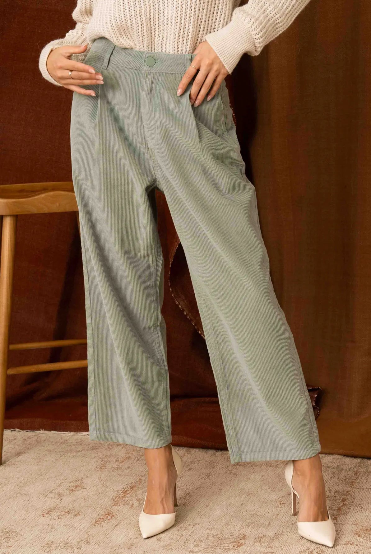 GREEN CORDUROY TROUSERS