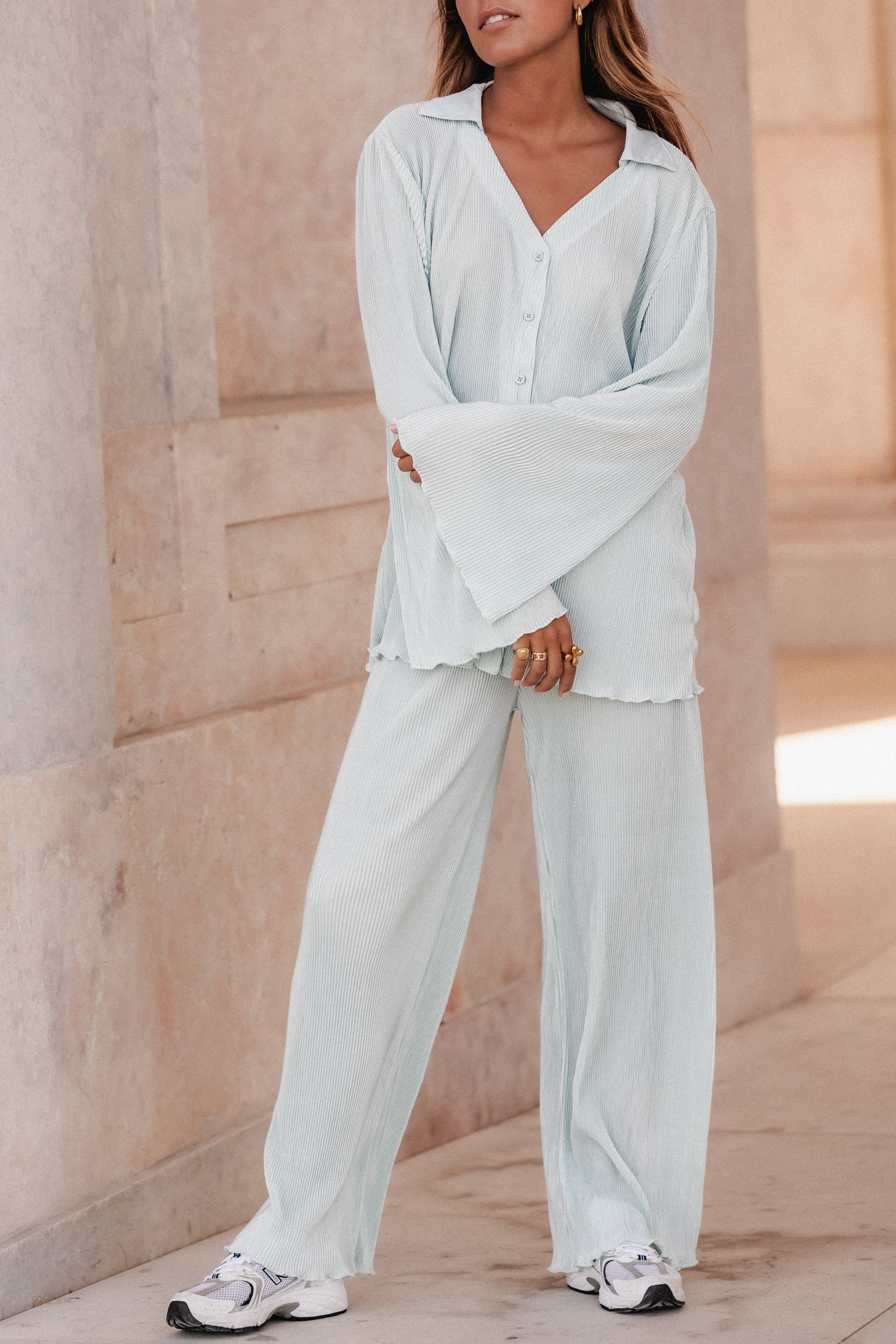 PLEATED SKY BLUE PANTS