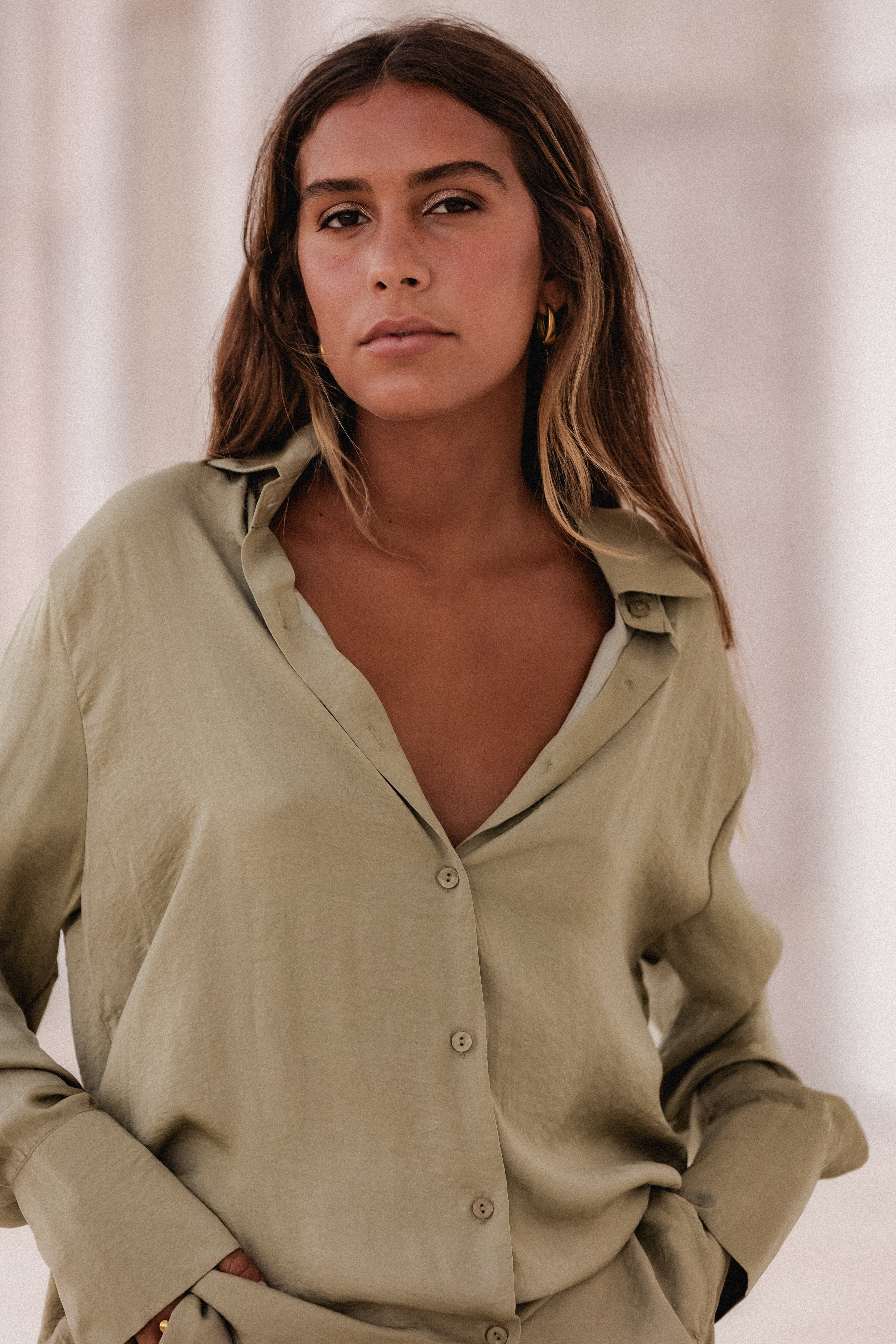 SATIN GREEN BLOUSE