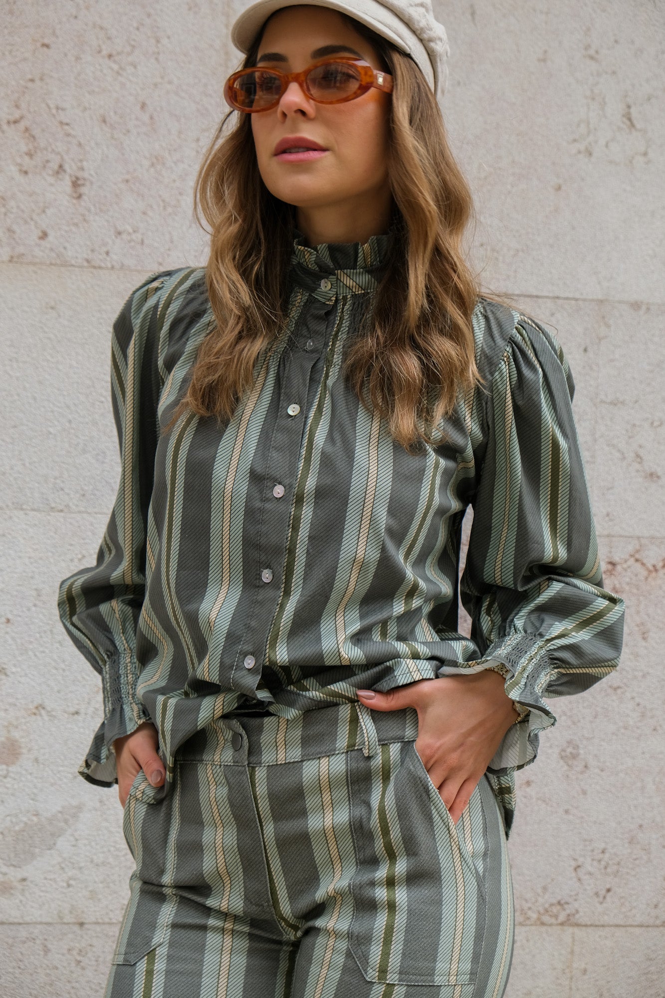 GREEN STRIPES BLOUSE
