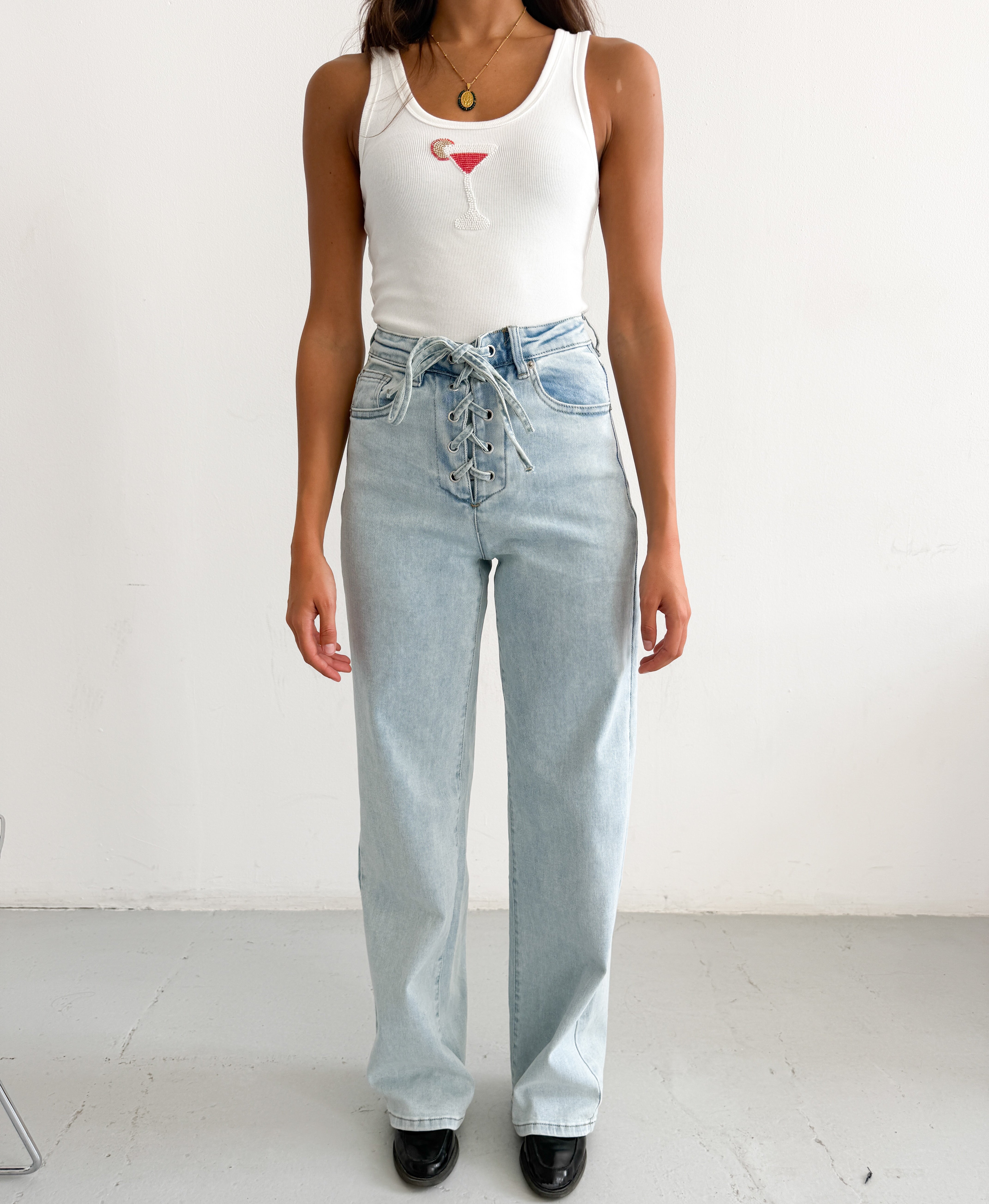 STRAPS DENIM JEANS