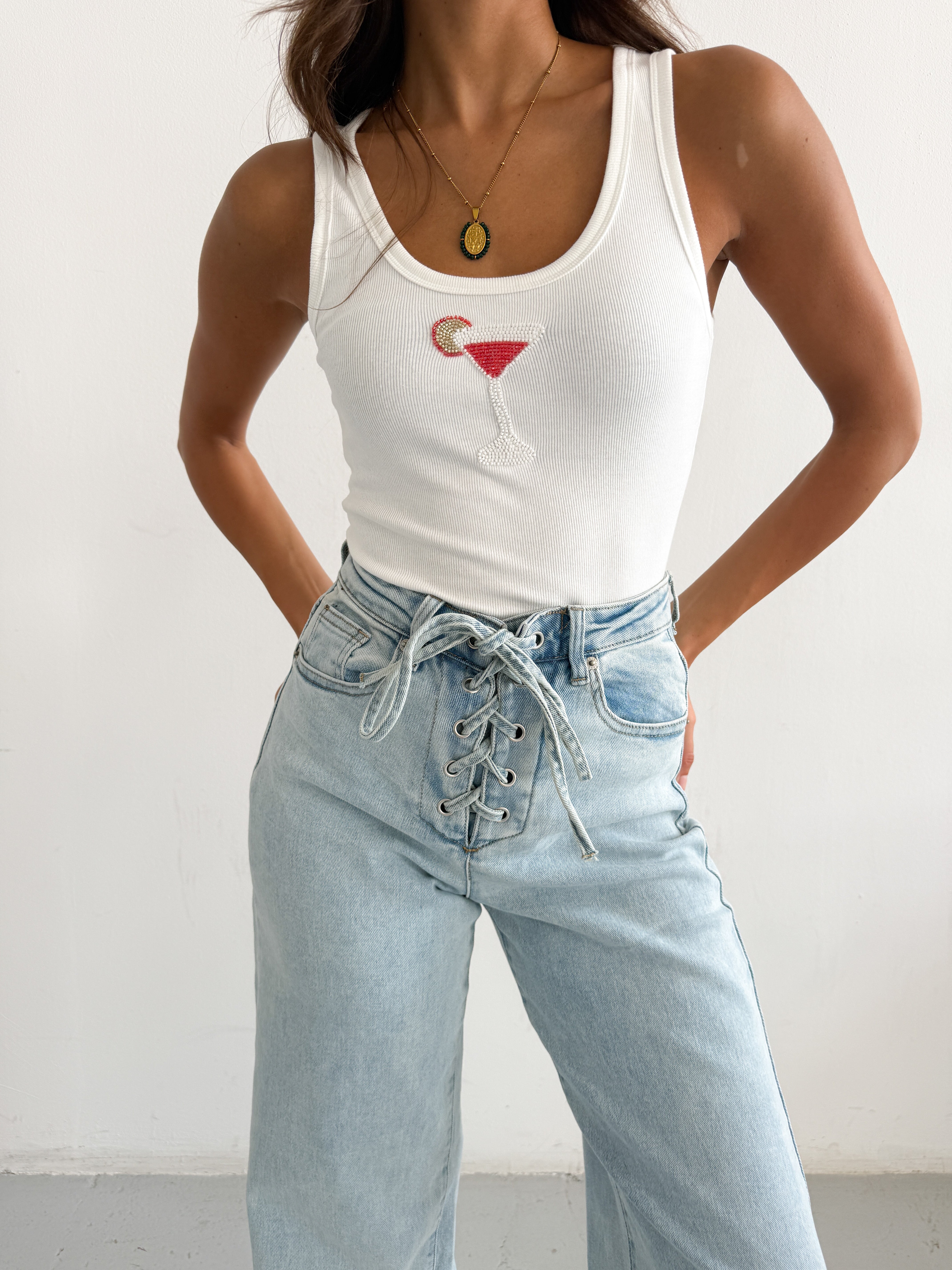 STRAPS DENIM JEANS