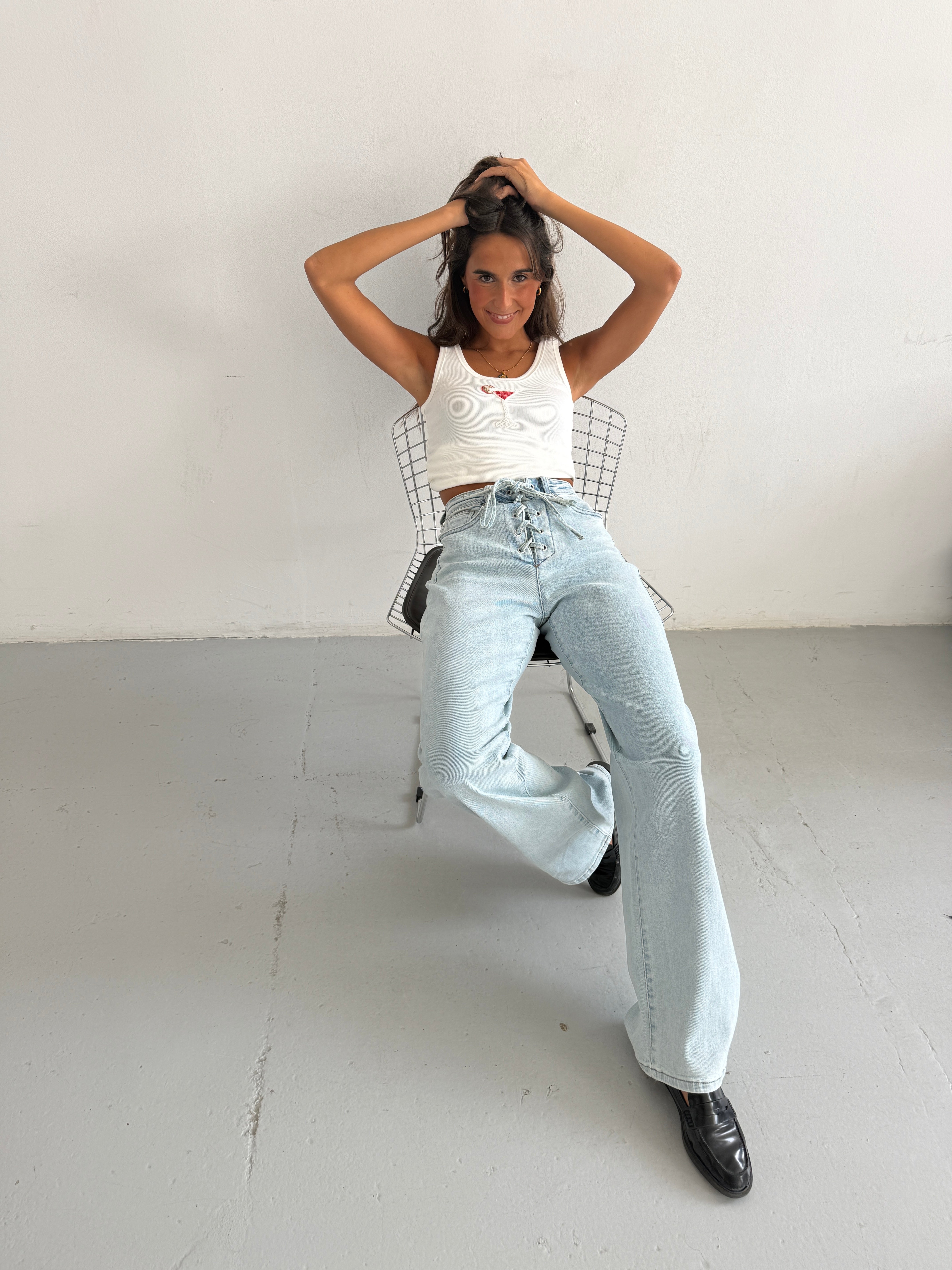 STRAPS DENIM JEANS