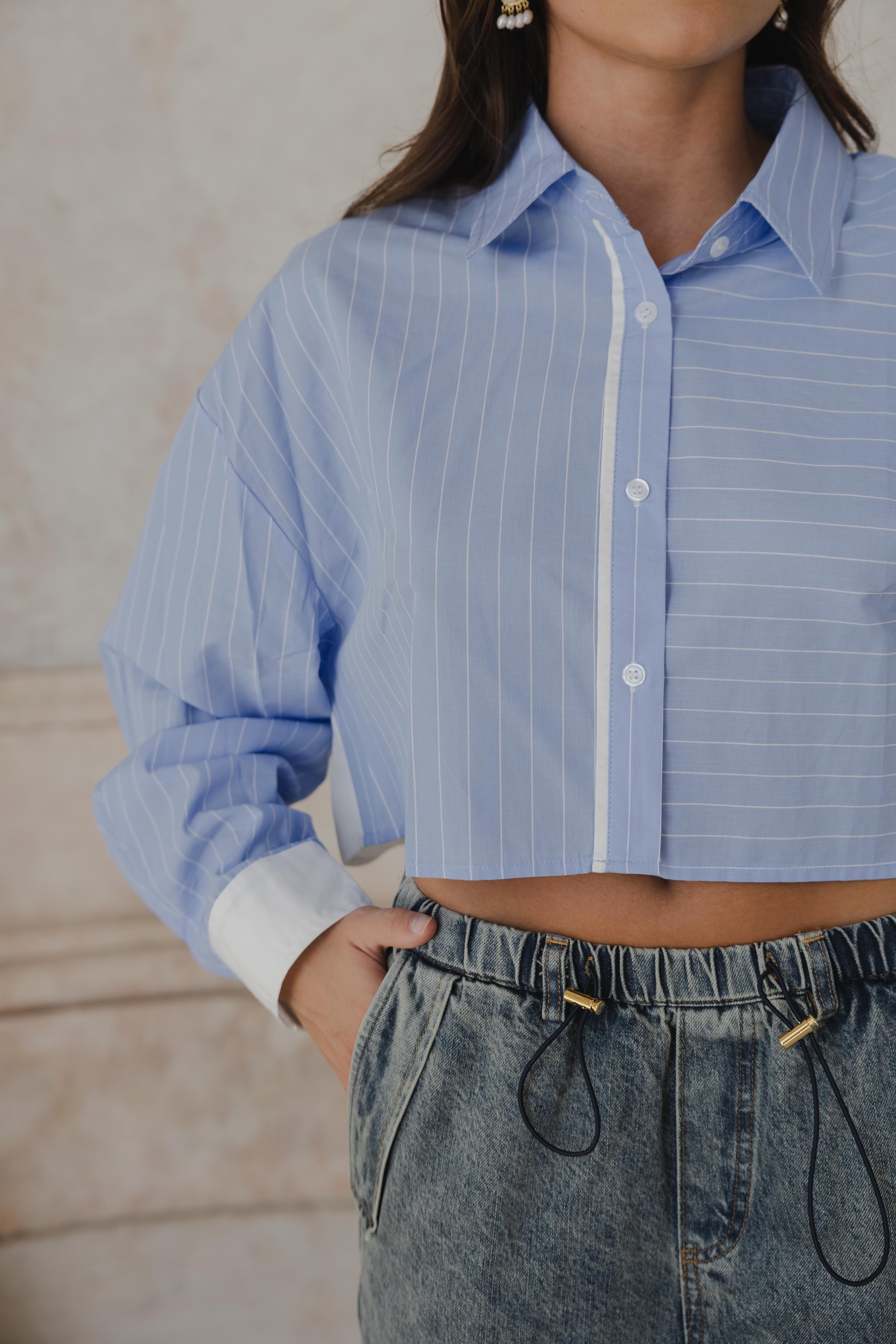 CROPPED STRIPPED BLOUSE