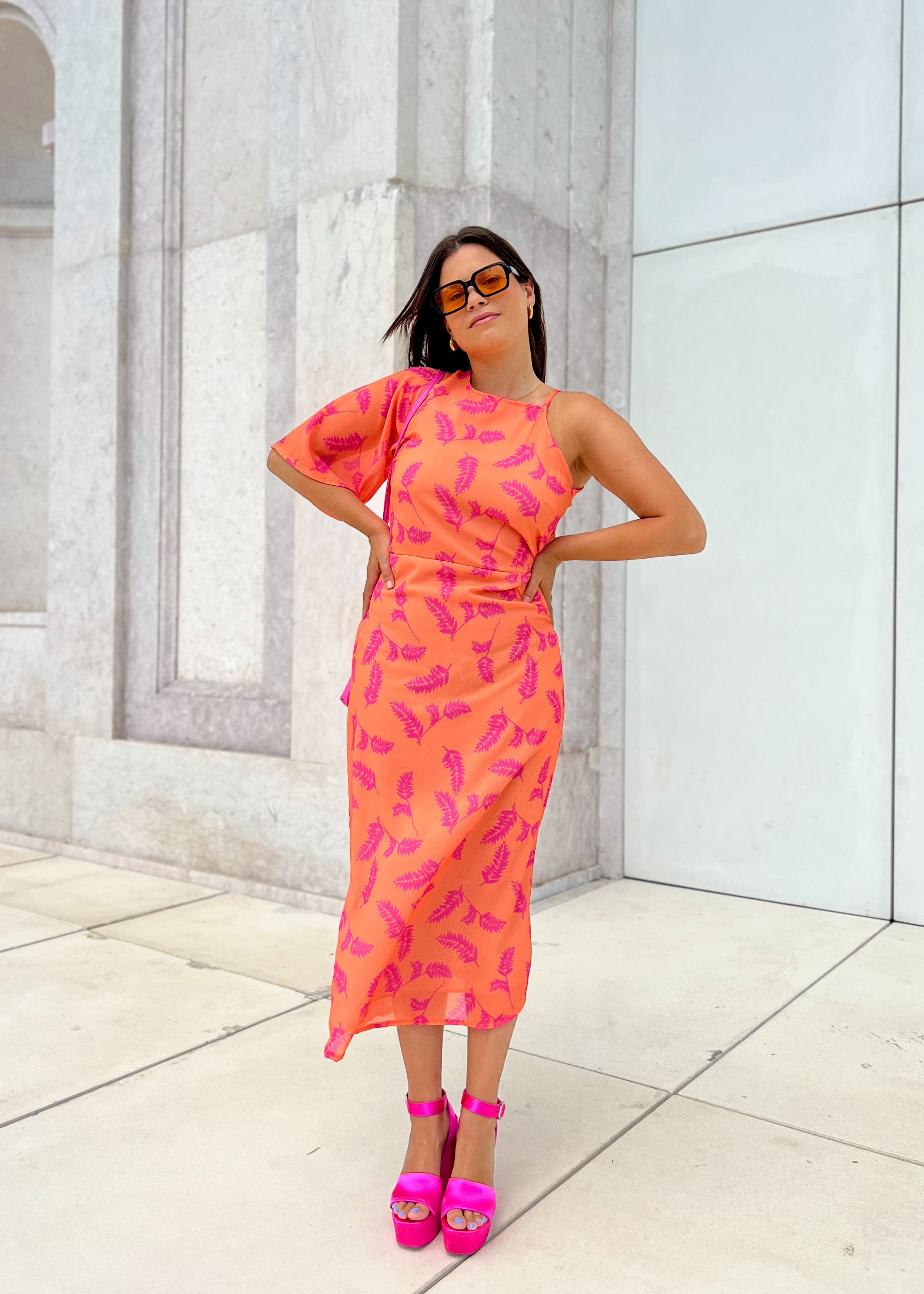 ORANGE ASYMMETRIC DRESS