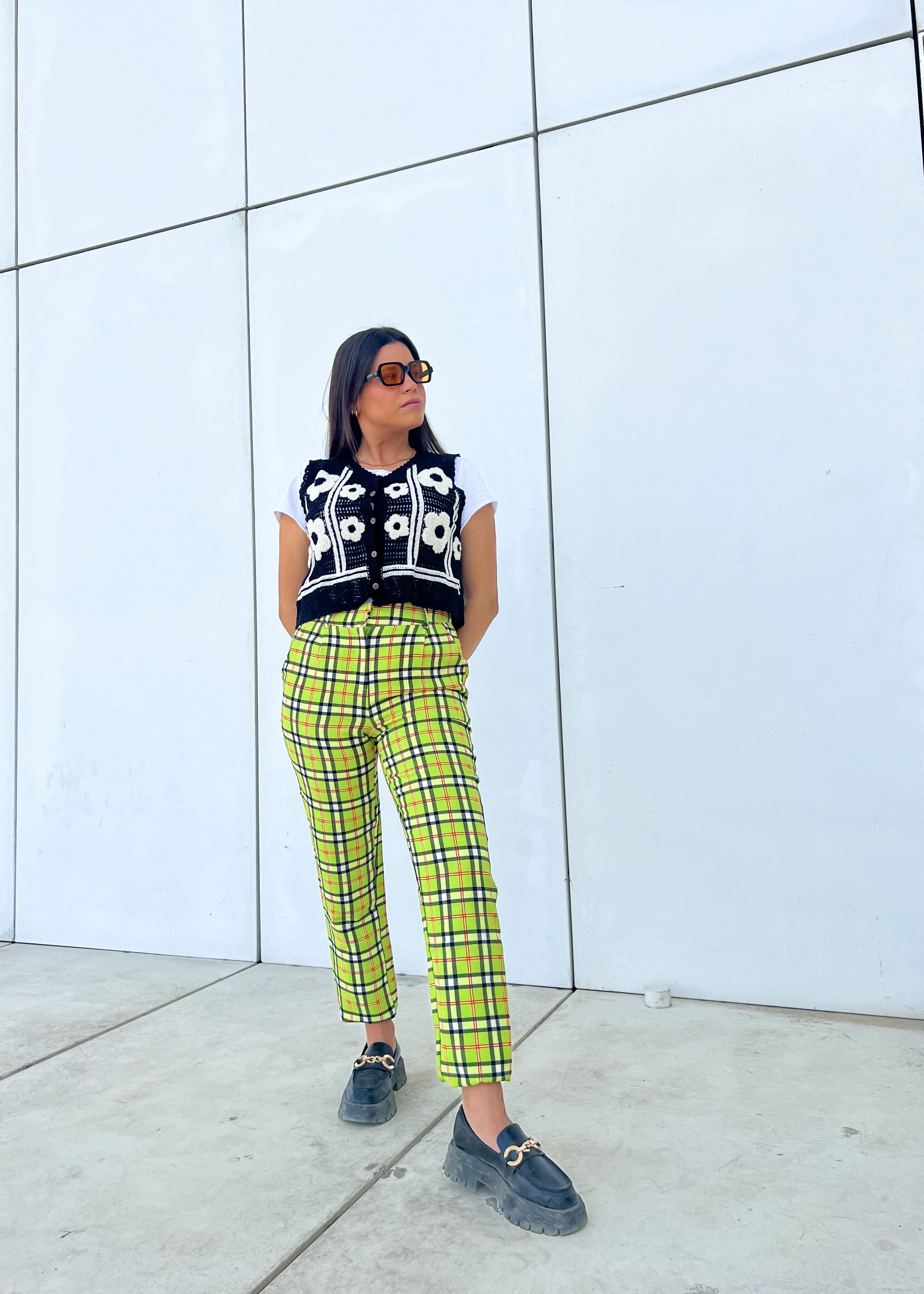 GREEN CHESS TROUSERS