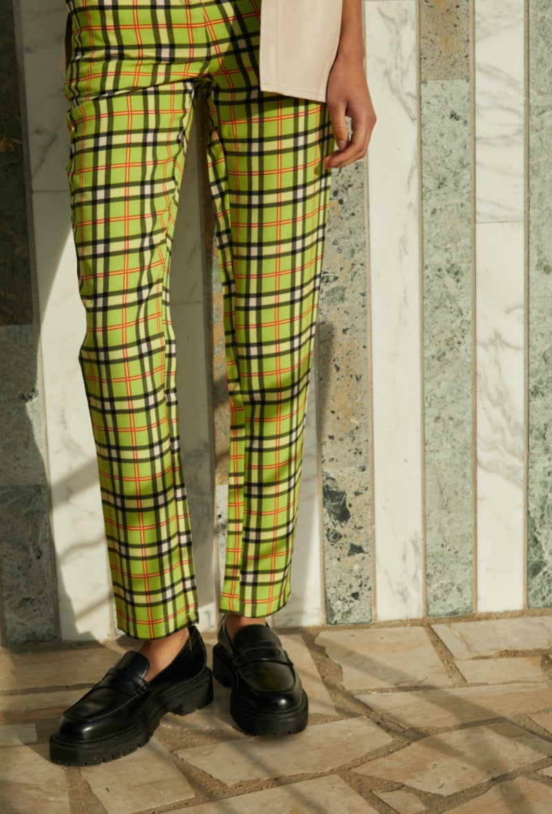 GREEN CHESS TROUSERS