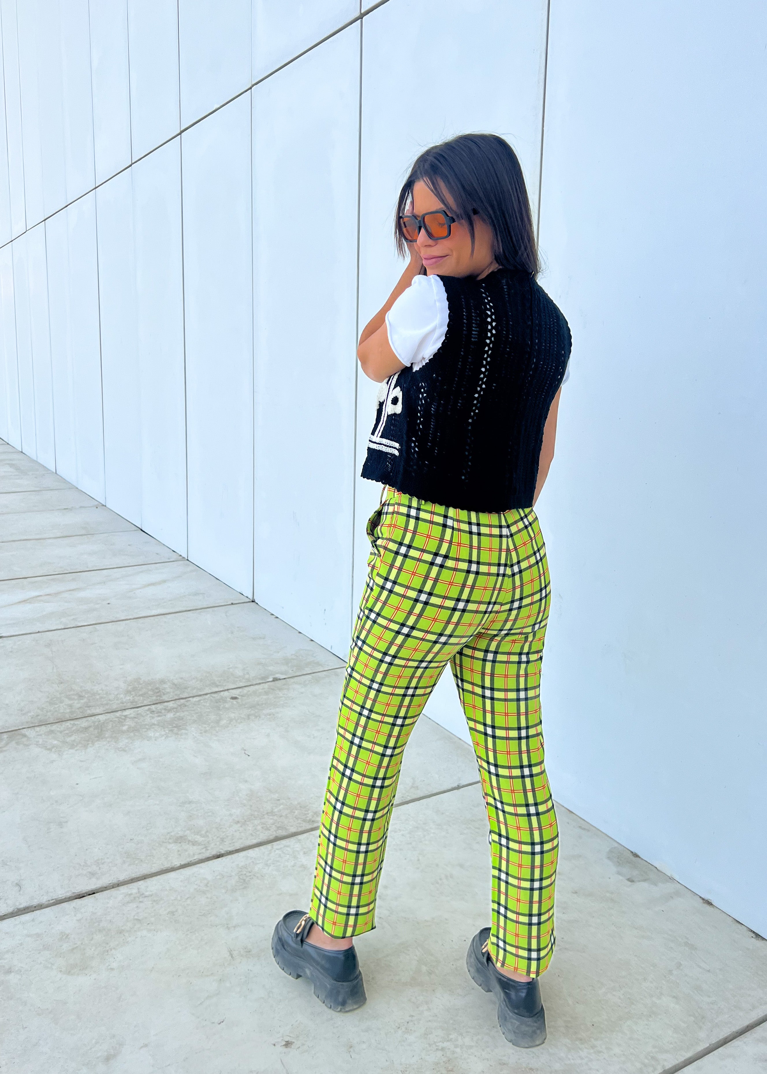 GREEN CHESS TROUSERS
