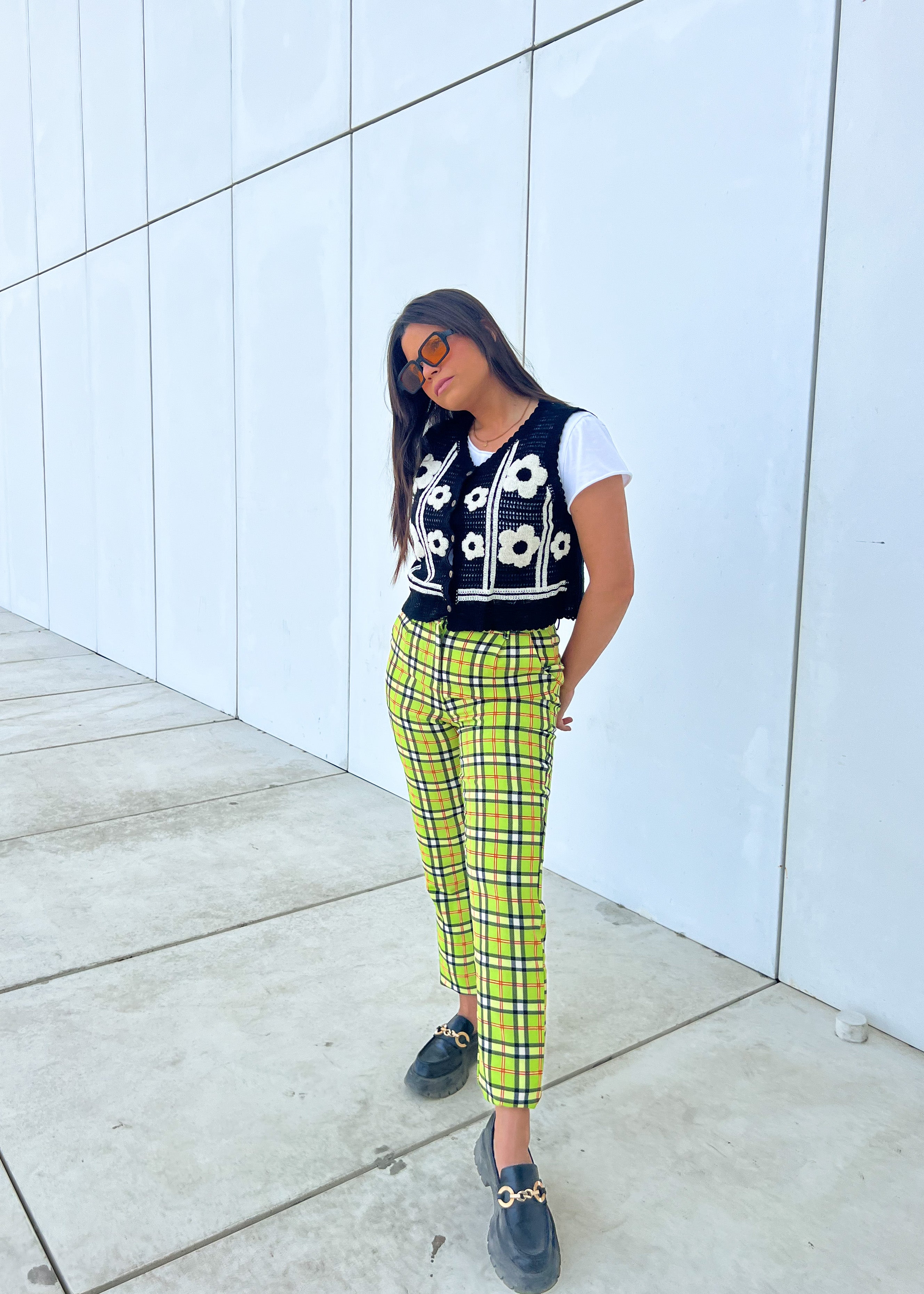 GREEN CHESS TROUSERS