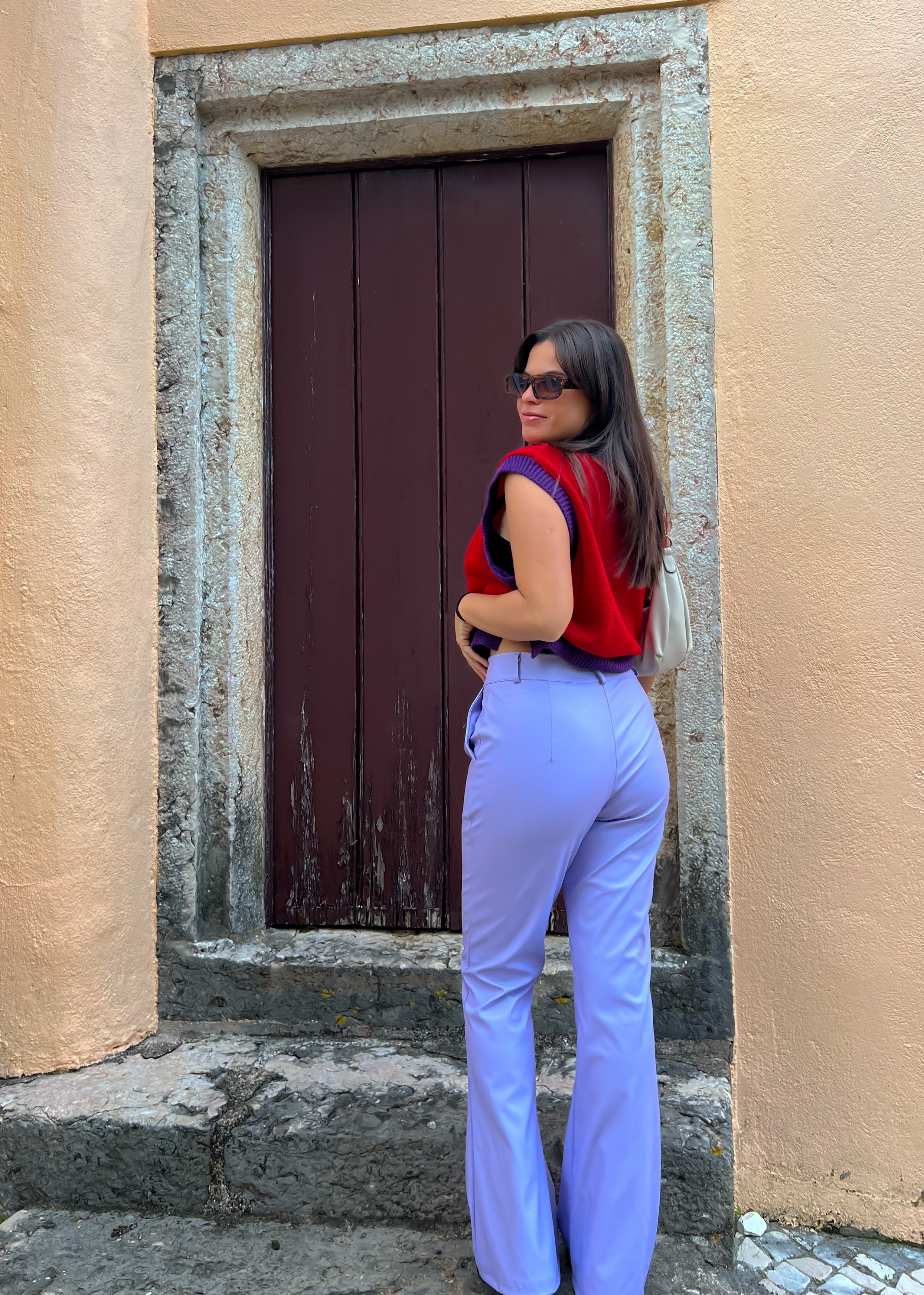 FAUX LEATHER PURPLE TROUSERS - LILAC