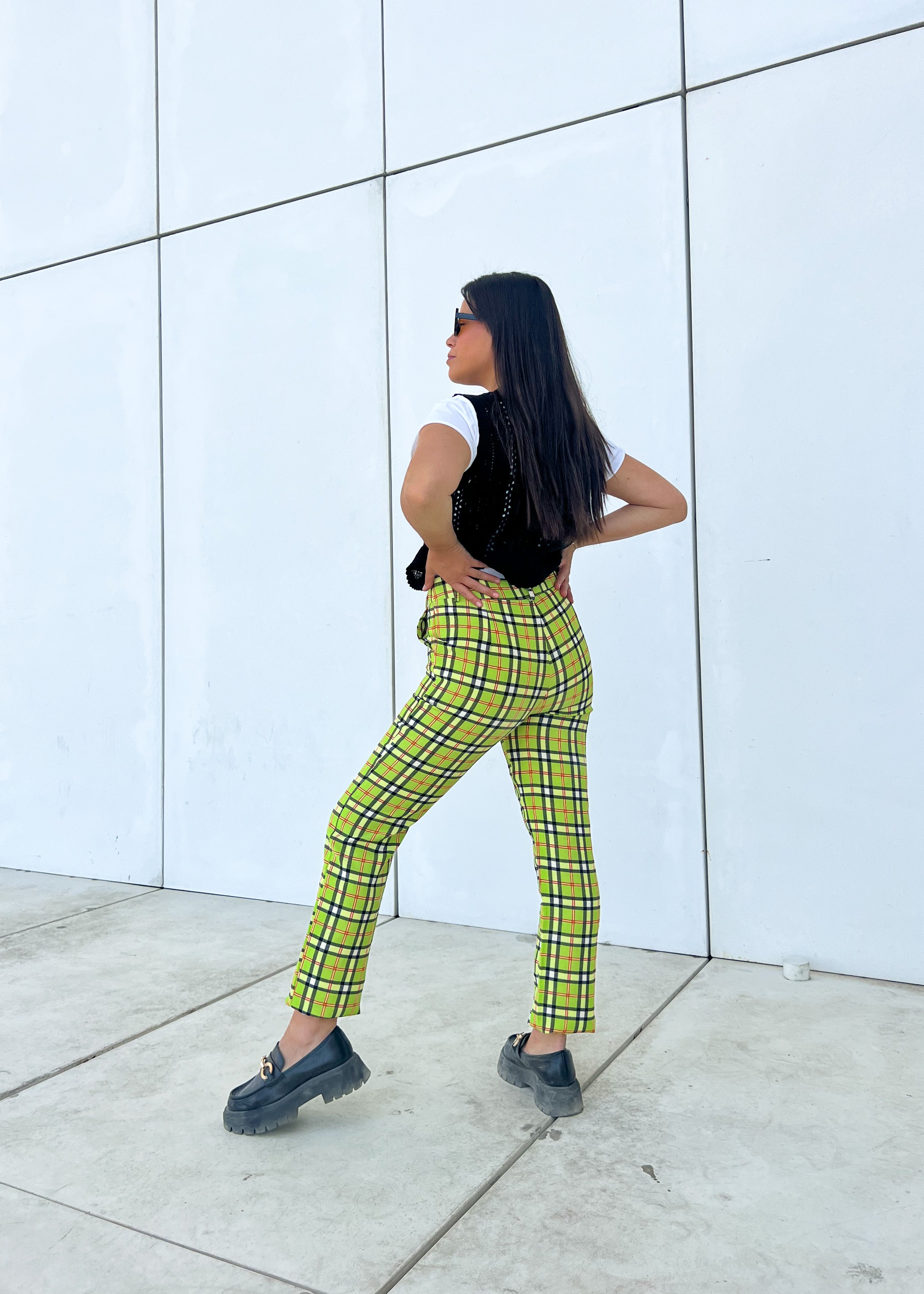 GREEN CHESS TROUSERS