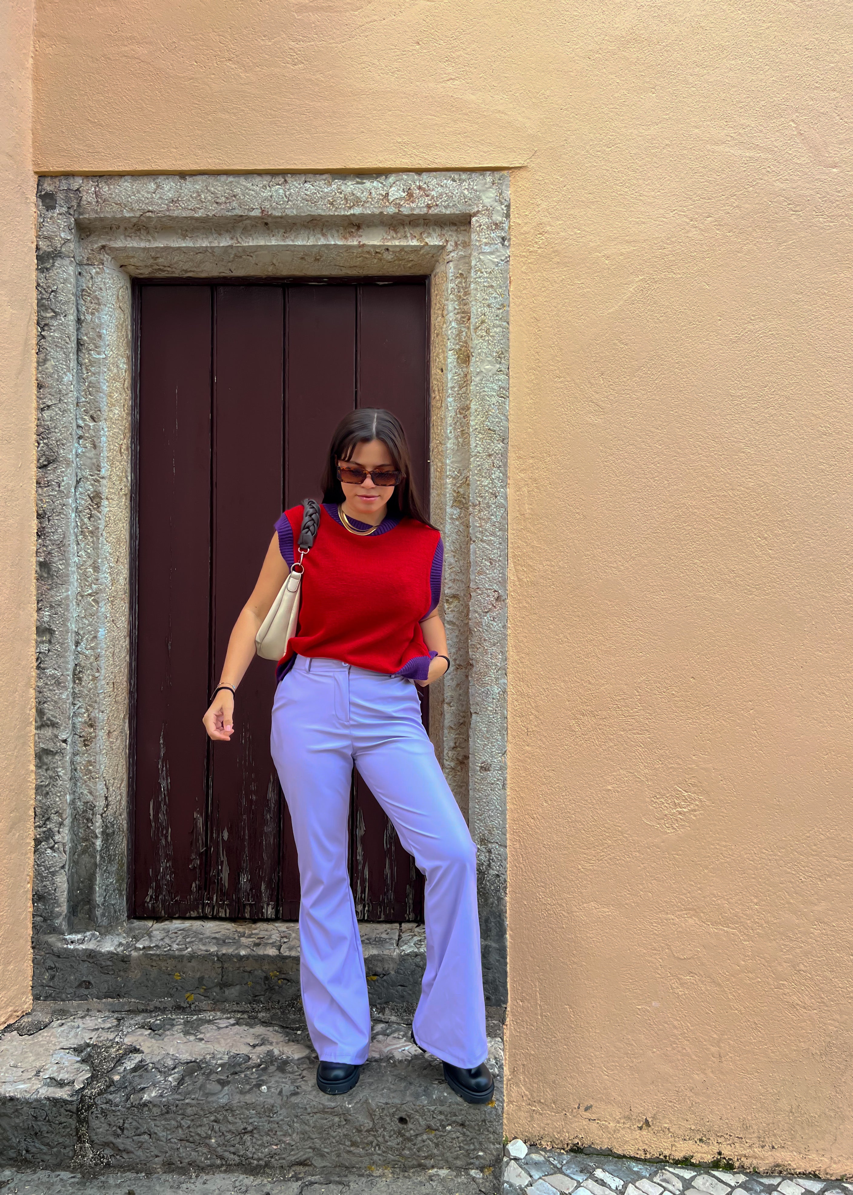 FAUX LEATHER PURPLE TROUSERS - LILAC