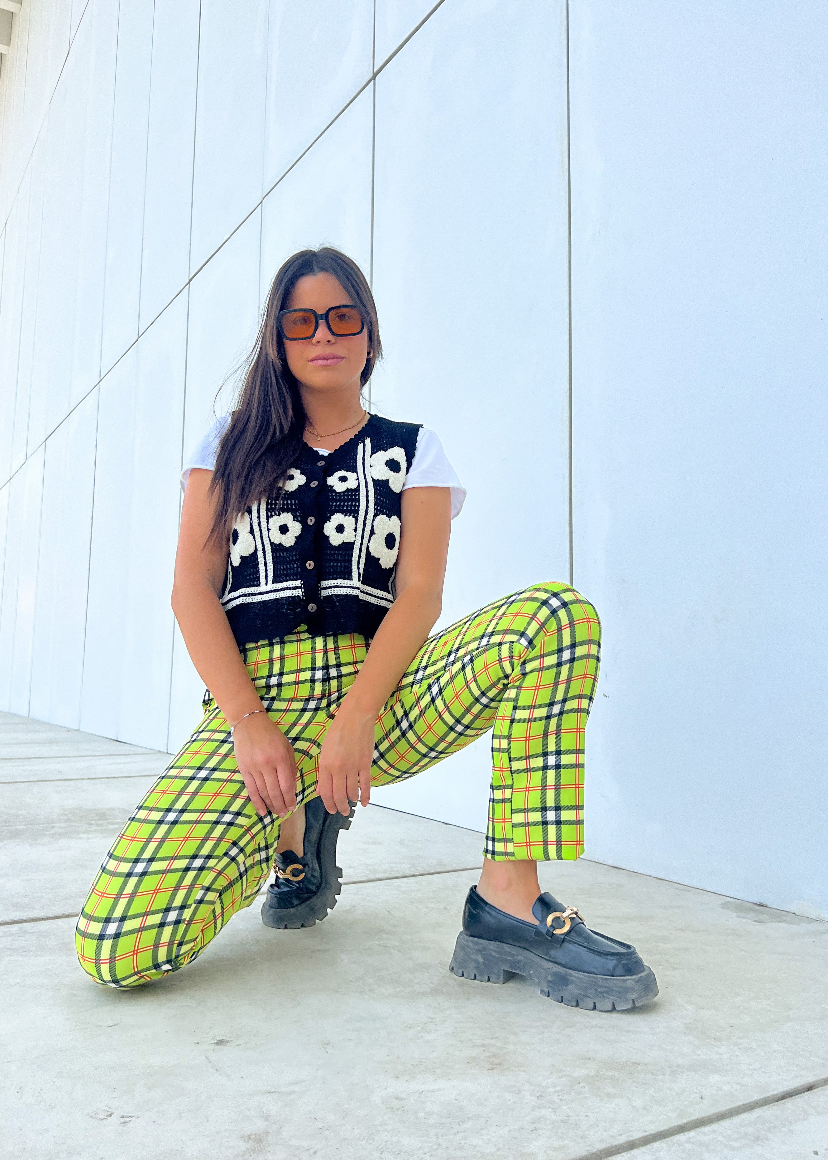 GREEN CHESS TROUSERS