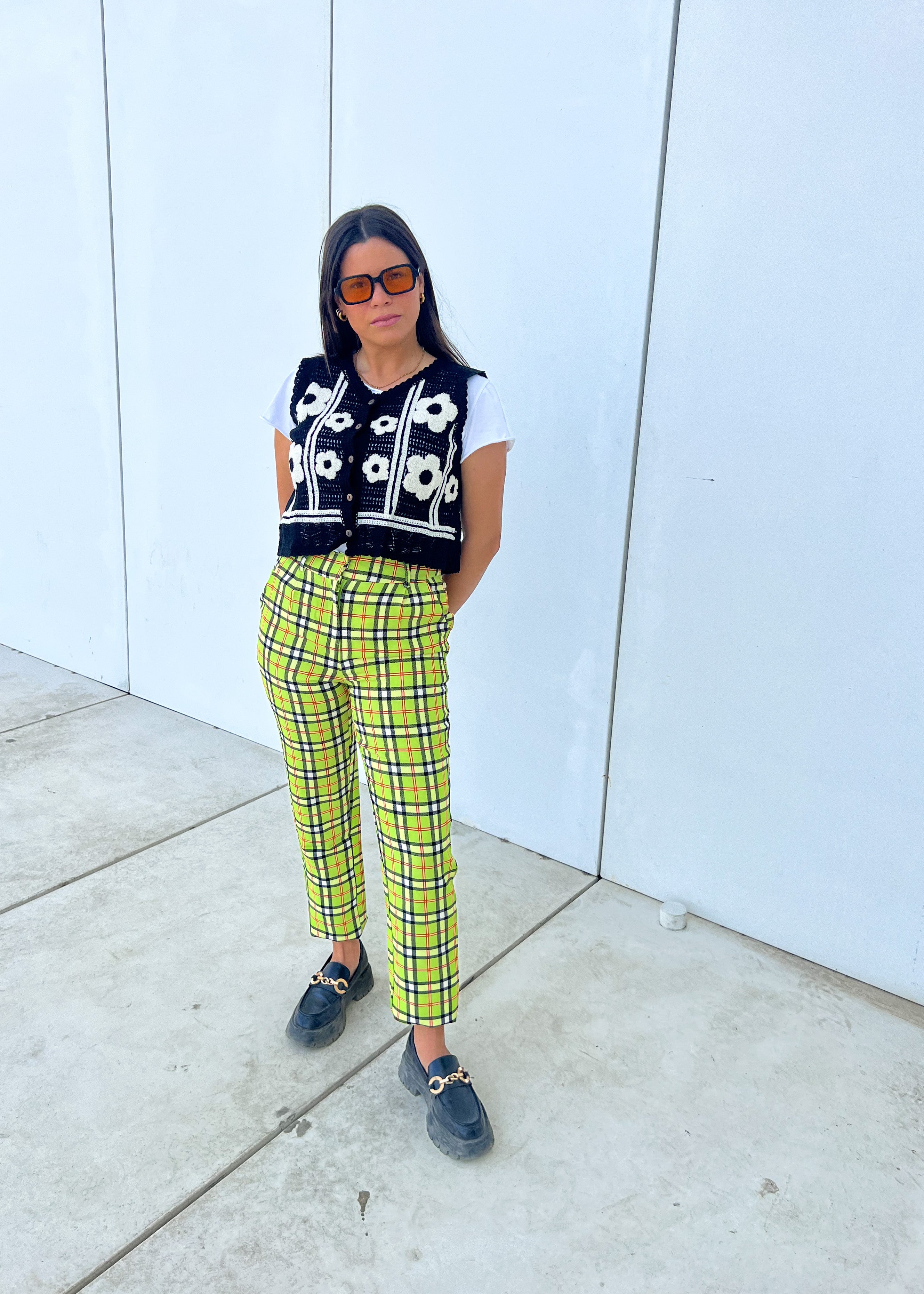 GREEN CHESS TROUSERS